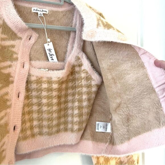 For Love and Lemons Cher Houndstooth Cardigan Sweater and Tank Set 1X NWT - Picture 13 of 15